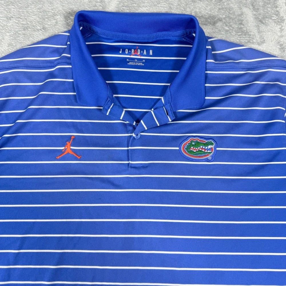 Jordan Mens XL Polo Shirt Florida Gators Blue White Striped Dri-FIT DR0579-480